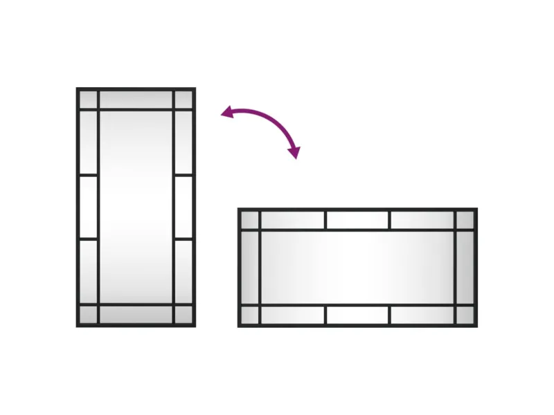 Miroir mural noir 30x60 cm rectangulaire fer