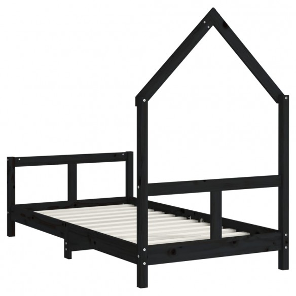 Cadre de lit pour enfant noir 80x160 cm bois de pin massif