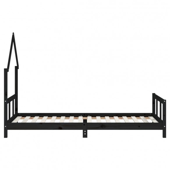 Cadre de lit pour enfants noir 90x200 cm bois de pin massif