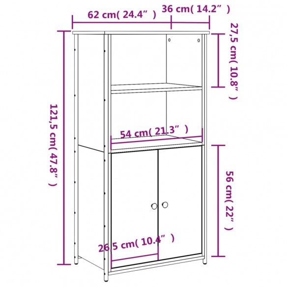 Buffet haut chêne sonoma 62x36x121,5 cm bois d'ingénierie