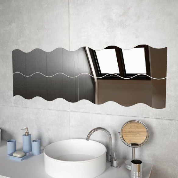 Miroir mural 4 pcs 60 x 18,5 cm Ondulé Verre