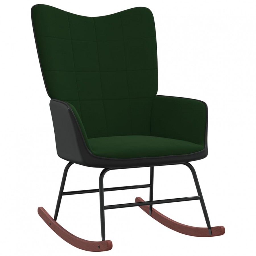 Chaise à bascule Vert foncé Velours et PVC