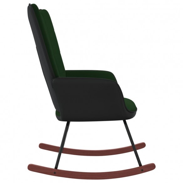 Chaise à bascule Vert foncé Velours et PVC