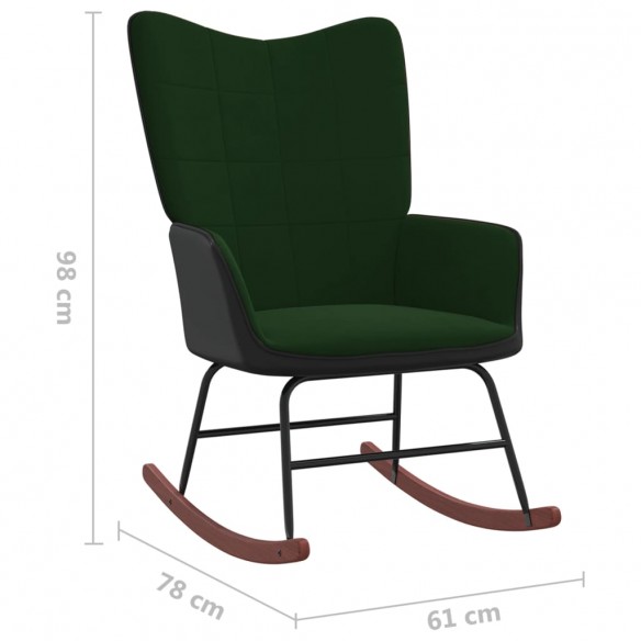 Chaise à bascule Vert foncé Velours et PVC