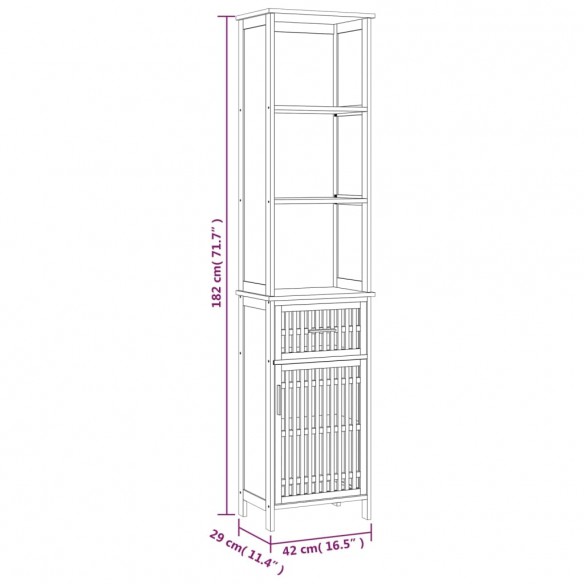 Armoire de salle de bain 42x29x182 cm Bois massif de noyer