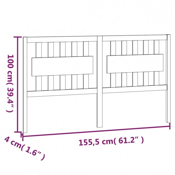 Tête de lit Blanc 155,5x4x100 cm Bois massif de pin