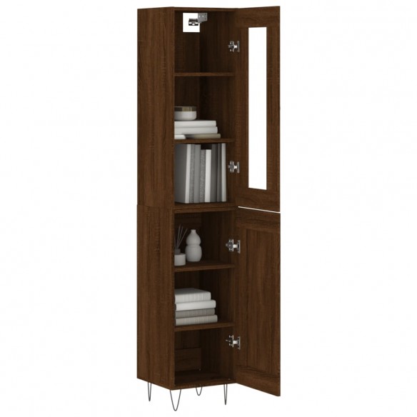 Buffet haut Chêne marron 34,5x34x180 cm Bois d'ingénierie