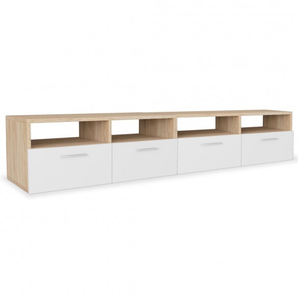 Meuble TV 2 pcs Aggloméré 95 x 35 x 36 cm Chêne et blanc