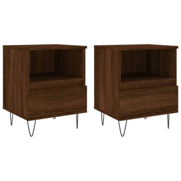 Tables de chevet 2 pcs chêne marron 40x35x50 cm bois ingénierie