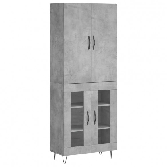 Buffet haut Gris béton 69,5x34x180 cm Bois d'ingénierie