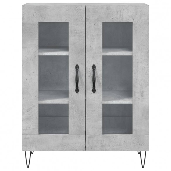 Buffet haut Gris béton 69,5x34x180 cm Bois d'ingénierie