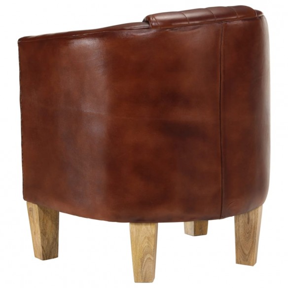 Fauteuil cabriolet marron cuir véritable