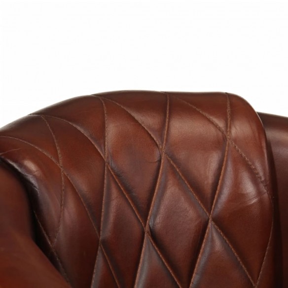 Fauteuil cabriolet marron cuir véritable