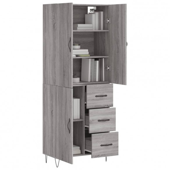 Buffet haut Sonoma gris 69,5x34x180 cm Bois d'ingénierie