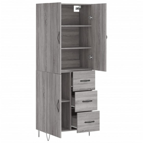 Buffet haut Sonoma gris 69,5x34x180 cm Bois d'ingénierie