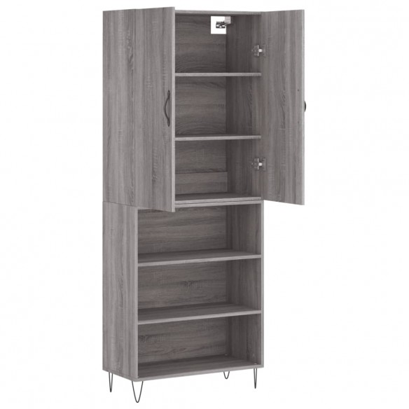 Buffet haut Sonoma gris 69,5x34x180 cm Bois d'ingénierie