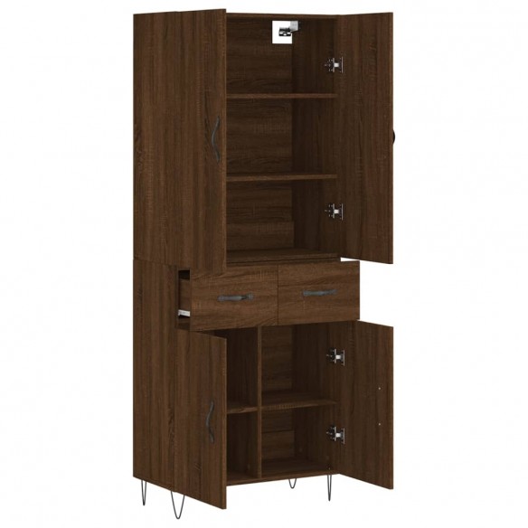 Buffet haut Chêne marron 69,5x34x180 cm Bois d'ingénierie