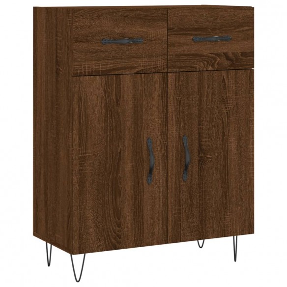 Buffet haut Chêne marron 69,5x34x180 cm Bois d'ingénierie