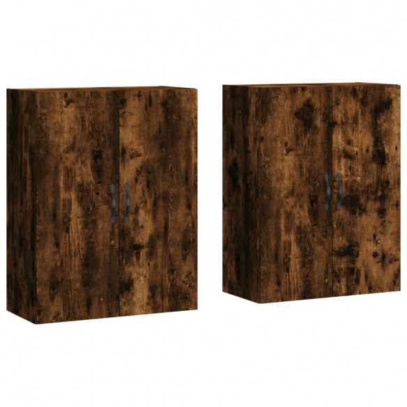 Armoires murales 2 pcs chêne fumé bois d'ingénierie