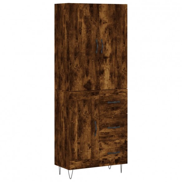 Buffet haut Chêne fumé 69,5x34x180 cm Bois d'ingénierie