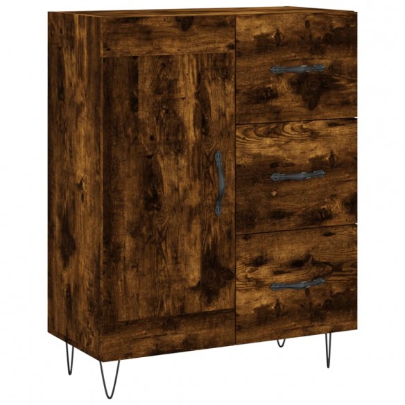 Buffet haut Chêne fumé 69,5x34x180 cm Bois d'ingénierie