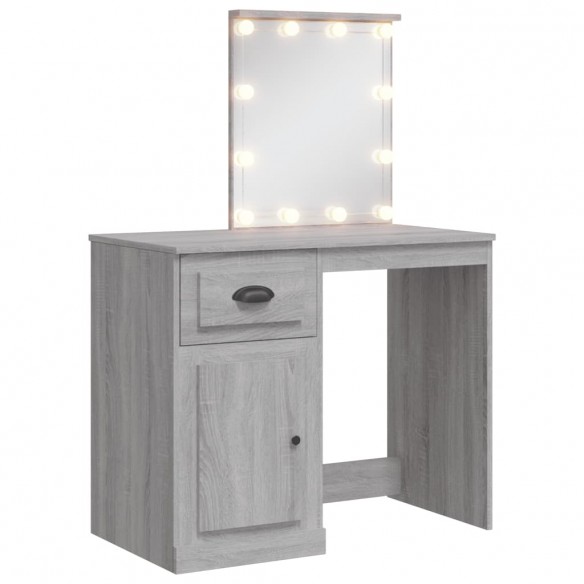 Coiffeuse avec lumières LED sonoma gris 90x42x132,5 cm