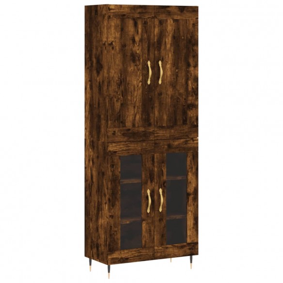 Buffet haut Chêne fumé 69,5x34x180 cm Bois d'ingénierie