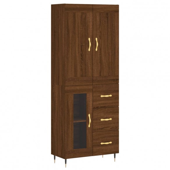 Buffet haut Chêne marron 69,5x34x180 cm Bois d'ingénierie