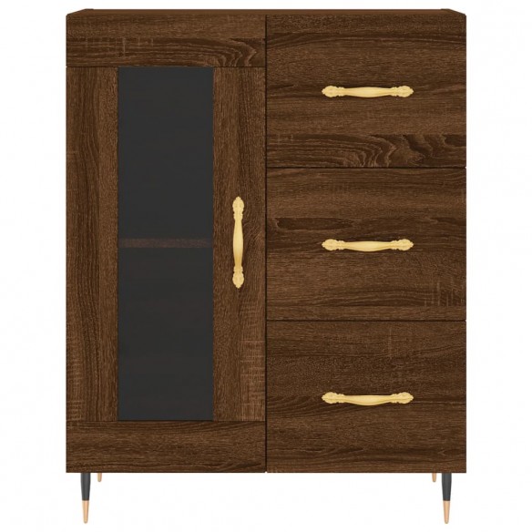 Buffet haut Chêne marron 69,5x34x180 cm Bois d'ingénierie