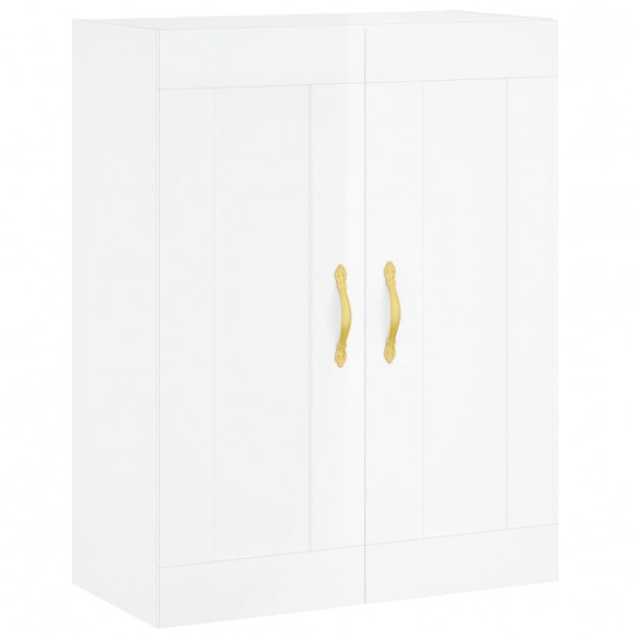 Buffet haut Blanc brillant 69,5x34x180 cm Bois d'ingénierie