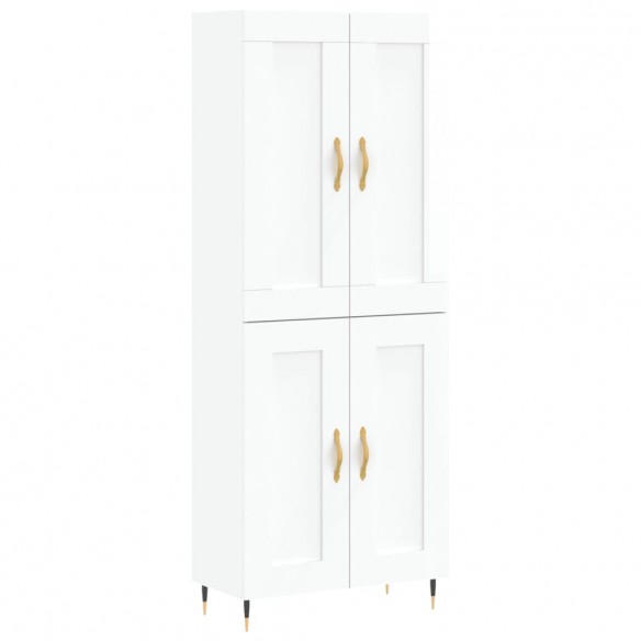 Buffet haut Blanc brillant 69,5x34x180 cm Bois d'ingénierie