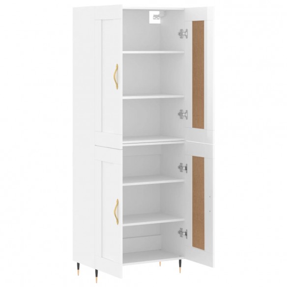 Buffet haut Blanc brillant 69,5x34x180 cm Bois d'ingénierie