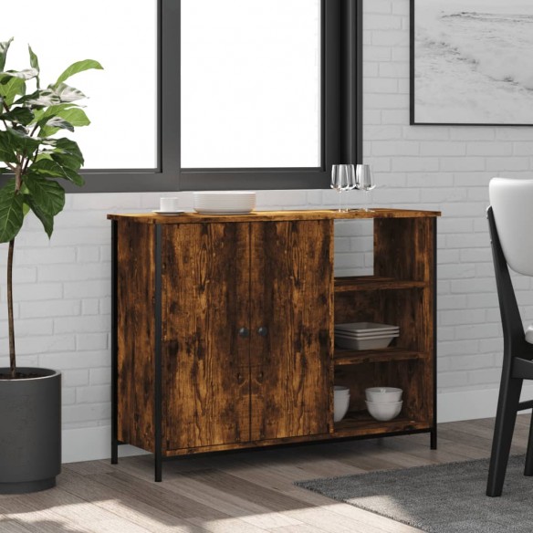 Buffet chêne fumé 100x33x75 cm bois d'ingénierie