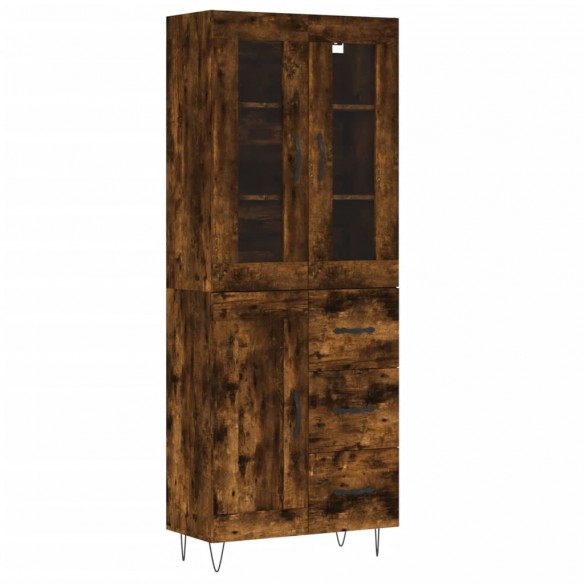 Buffet haut Chêne fumé 69,5x34x180 cm Bois d'ingénierie