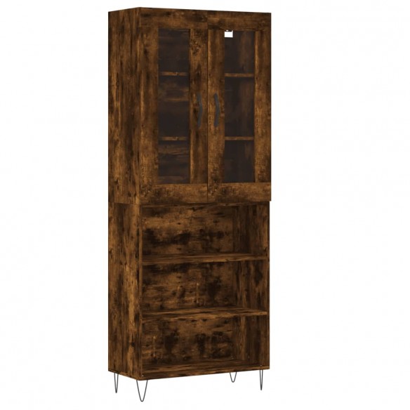 Buffet haut Chêne fumé 69,5x34x180 cm Bois d'ingénierie