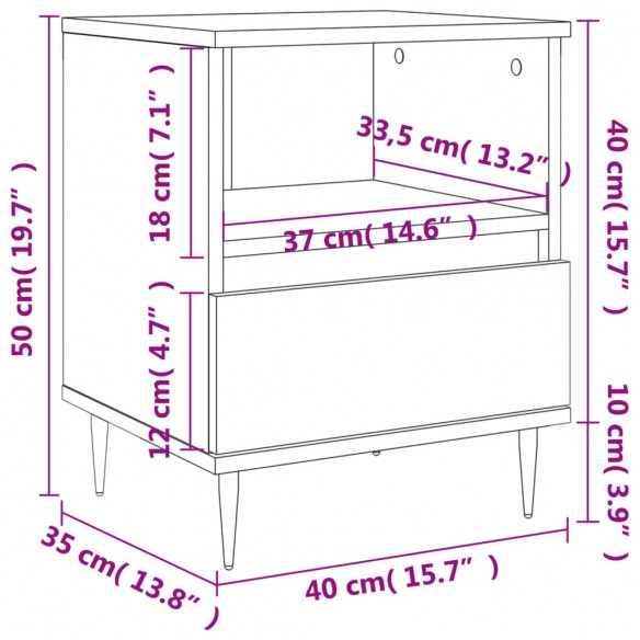 Table de chevet sonoma gris 40x35x50 cm bois d’ingénierie