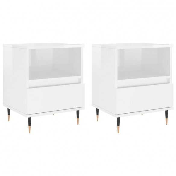 Tables de chevet 2 pcs blanc brillant 40x35x50 cm