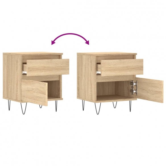 Tables de chevet 2 pcs chêne sonoma 40x35x50 cm bois ingénierie