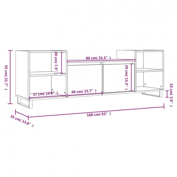 Meuble TV Chêne marron 160x35x55 cm Bois d'ingénierie