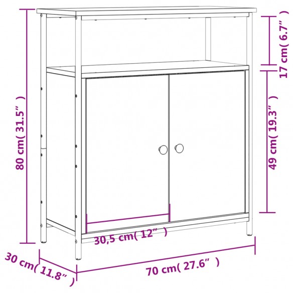 Buffet sonoma gris 70x30x80 cm bois d'ingénierie