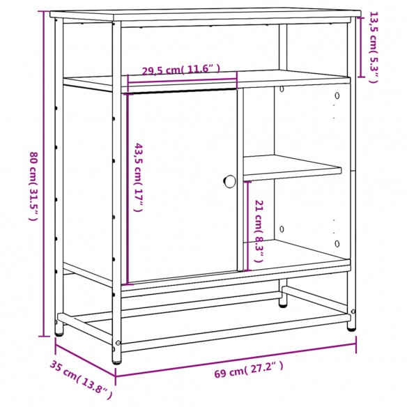 Buffet chêne sonoma 69x35x80 cm bois d'ingénierie