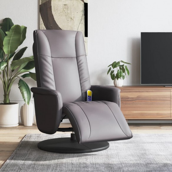 Fauteuil inclinable de massage repose-pieds gris similicuir