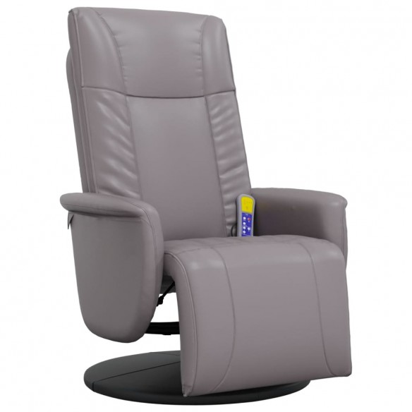 Fauteuil inclinable de massage repose-pieds gris similicuir