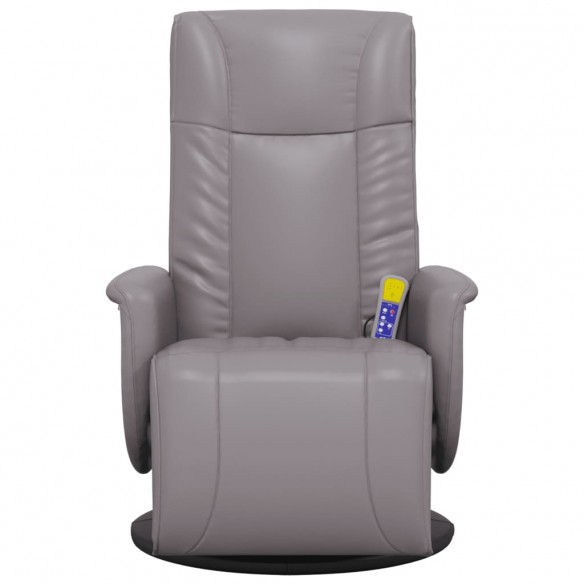 Fauteuil inclinable de massage repose-pieds gris similicuir