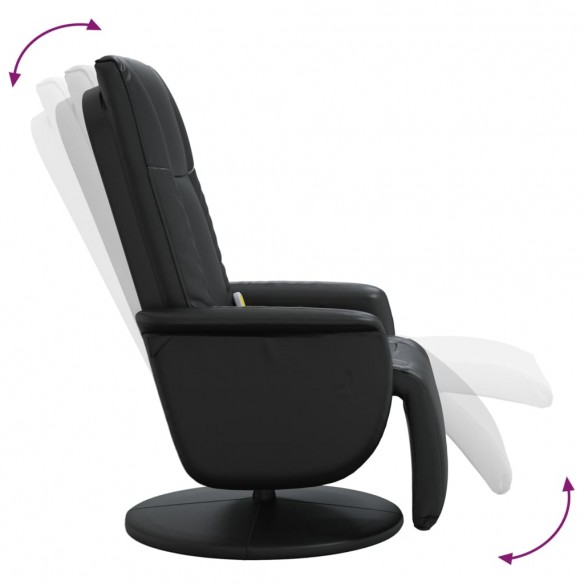 Fauteuil inclinable de massage repose-pieds noir similicuir