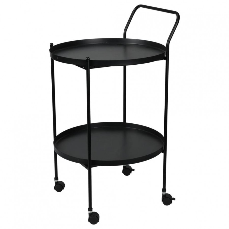 Home&Styling Table d'appoint avec roulettes 2 niveaux noir