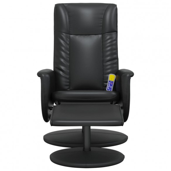 Fauteuil inclinable de massage avec repose-pied noir similicuir