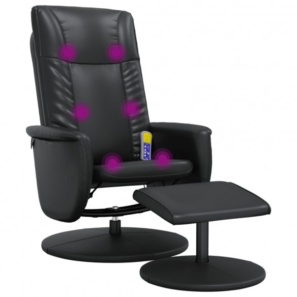 Fauteuil inclinable de massage avec repose-pied noir similicuir