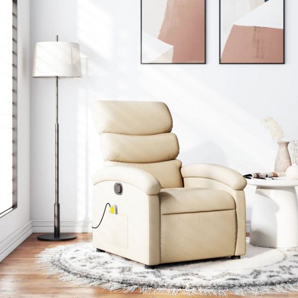 Fauteuil de massage inclinable Crème Tissu