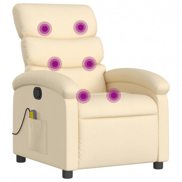 Fauteuil de massage inclinable Crème Tissu